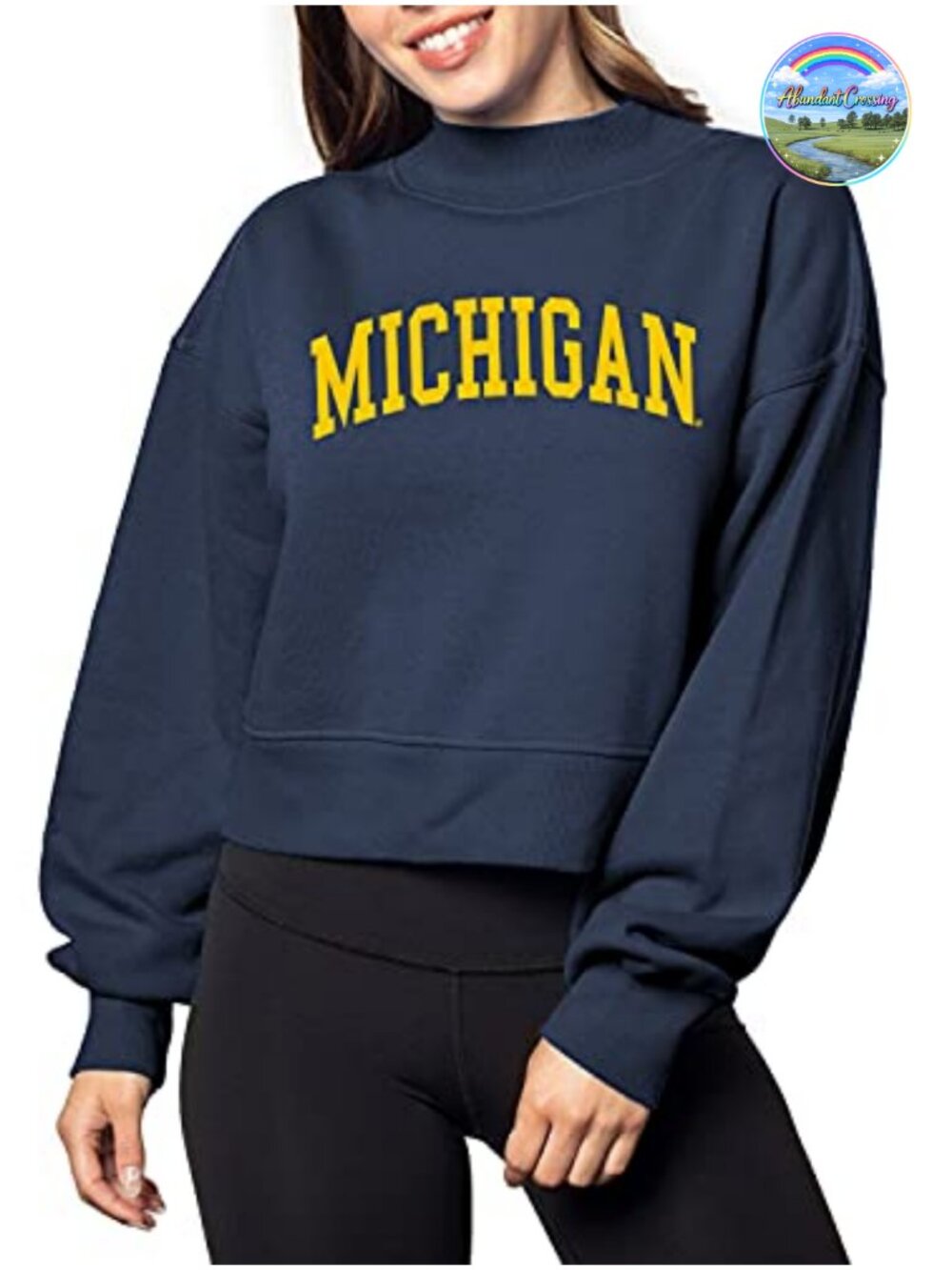 Women's Mock Neck Fleece Sweatshirt Long Sleeve Pullover Cotton Blend